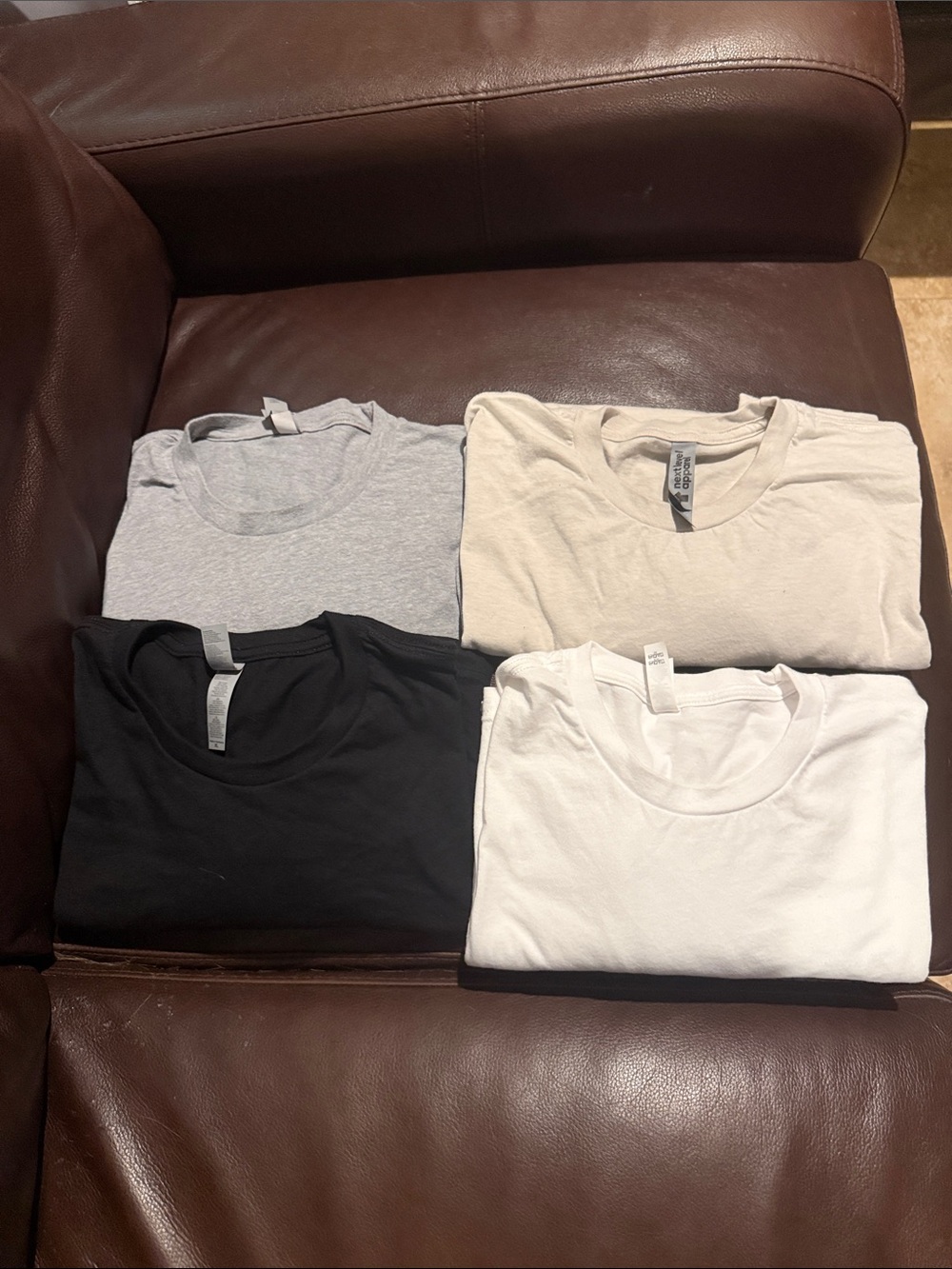 Next Level Apparel Short Sleeve Crew Tees - Black, White, Light Gray, Cream